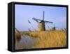 Windmills Along the Canal in Kinderdijk, Netherlands-Keren Su-Framed Stretched Canvas