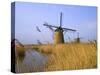 Windmills Along the Canal in Kinderdijk, Netherlands-Keren Su-Stretched Canvas