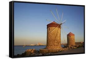 Windmills and Agios Nikolaos, Rhodes City, Rhodes, Dodecanese, Greek Islands, Greece, Europe-Tuul-Framed Stretched Canvas