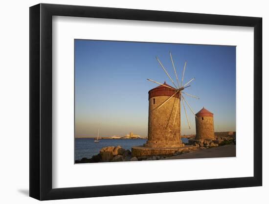 Windmills and Agios Nikolaos, Rhodes City, Rhodes, Dodecanese, Greek Islands, Greece, Europe-Tuul-Framed Photographic Print