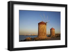 Windmills and Agios Nikolaos, Rhodes City, Rhodes, Dodecanese, Greek Islands, Greece, Europe-Tuul-Framed Photographic Print