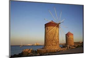 Windmills and Agios Nikolaos, Rhodes City, Rhodes, Dodecanese, Greek Islands, Greece, Europe-Tuul-Mounted Photographic Print