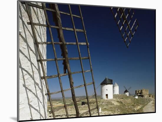 Windmills and Castle, Consuegra, Toledo, Castile La Mancha, Spain-Michael Busselle-Mounted Photographic Print