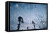 Windmills and clouds at dusk, Las Cruces, New Mexico, USA-Scott T. Smith-Framed Stretched Canvas