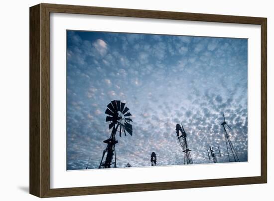 Windmills and clouds at dusk, Las Cruces, New Mexico, USA-Scott T. Smith-Framed Photographic Print