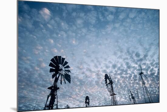 Windmills and clouds at dusk, Las Cruces, New Mexico, USA-Scott T. Smith-Mounted Photographic Print