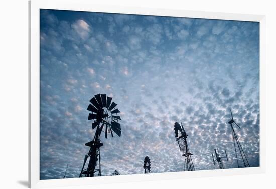 Windmills and clouds at dusk, Las Cruces, New Mexico, USA-Scott T. Smith-Framed Photographic Print