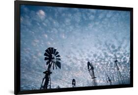 Windmills and clouds at dusk, Las Cruces, New Mexico, USA-Scott T. Smith-Framed Photographic Print