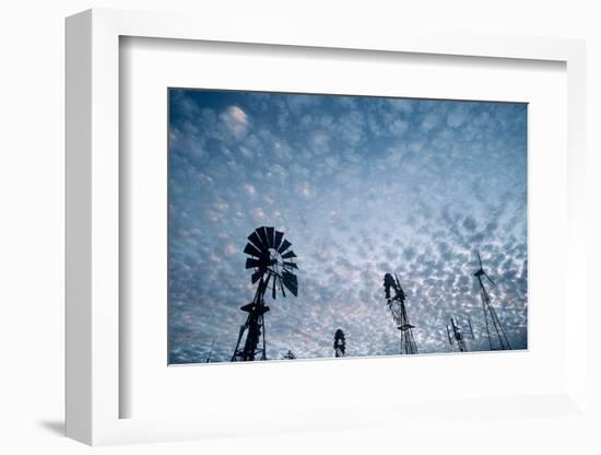 Windmills and clouds at dusk, Las Cruces, New Mexico, USA-Scott T. Smith-Framed Photographic Print