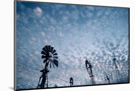 Windmills and clouds at dusk, Las Cruces, New Mexico, USA-Scott T. Smith-Mounted Photographic Print