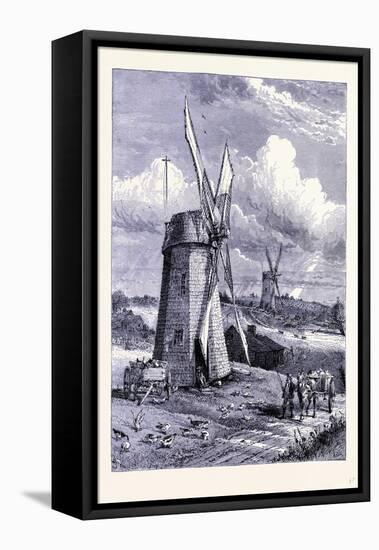 Windmills at East Hampton United States of America-null-Framed Stretched Canvas