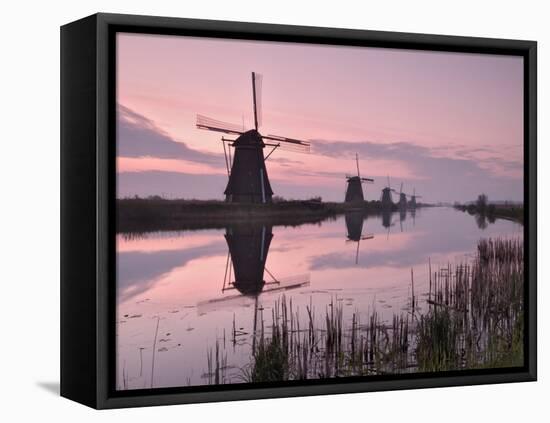 Windmills at Kinderdijk at Dawn, Near Rotterdam, Holland, the Netherlands-Gary Cook-Framed Stretched Canvas