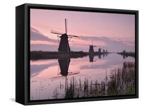 Windmills at Kinderdijk at Dawn, Near Rotterdam, Holland, the Netherlands-Gary Cook-Framed Stretched Canvas