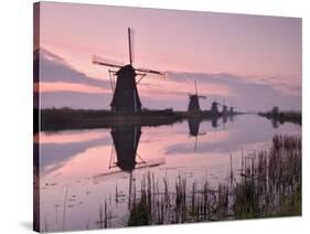 Windmills at Kinderdijk at Dawn, Near Rotterdam, Holland, the Netherlands-Gary Cook-Stretched Canvas