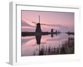 Windmills at Kinderdijk at Dawn, Near Rotterdam, Holland, the Netherlands-Gary Cook-Framed Photographic Print