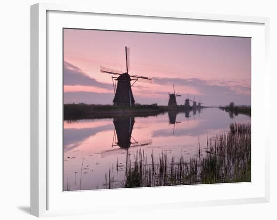 Windmills at Kinderdijk at Dawn, Near Rotterdam, Holland, the Netherlands-Gary Cook-Framed Photographic Print