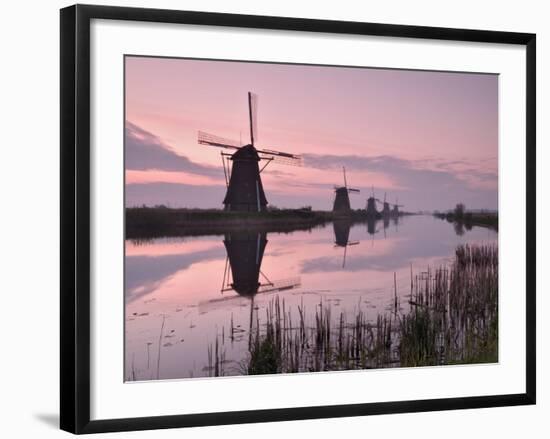 Windmills at Kinderdijk at Dawn, Near Rotterdam, Holland, the Netherlands-Gary Cook-Framed Photographic Print