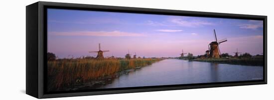 Windmills at Kinderdijk, Zuid, Holland-Walter Bibikow-Framed Stretched Canvas