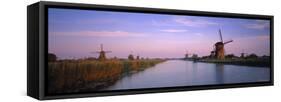 Windmills at Kinderdijk, Zuid, Holland-Walter Bibikow-Framed Stretched Canvas