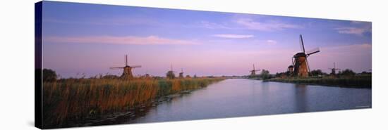 Windmills at Kinderdijk, Zuid, Holland-Walter Bibikow-Stretched Canvas