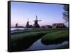 Windmills at Sunset, Zaanstad, North Holland-Walter Bibikow-Framed Stretched Canvas