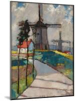 Windmills at the Pas De Calais (Oil on Board)-Anne Redpath-Mounted Giclee Print