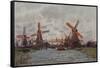 Windmills in the Westzijderveld near Zaandam. 1871-Claude Monet-Framed Stretched Canvas