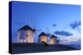 Windmills Kato Mili, Mykonos-Town, Mykonos, Cyclades, Greece-Katja Kreder-Stretched Canvas