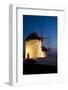 Windmills Lite Up at Dusk, Greek Island of Mykonos-Darrell Gulin-Framed Photographic Print