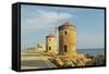 Windmills, Mandraki Harbor, Rhodes City, Rhodes, Dodecanese-Jochen Schlenker-Framed Stretched Canvas