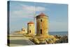 Windmills, Mandraki Harbor, Rhodes City, Rhodes, Dodecanese-Jochen Schlenker-Stretched Canvas