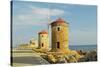 Windmills, Mandraki Harbor, Rhodes City, Rhodes, Dodecanese-Jochen Schlenker-Stretched Canvas