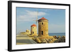 Windmills, Mandraki Harbor, Rhodes City, Rhodes, Dodecanese-Jochen Schlenker-Framed Photographic Print