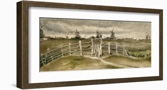 Windmills near Dordrecht-Vincent van Gogh-Framed Giclee Print
