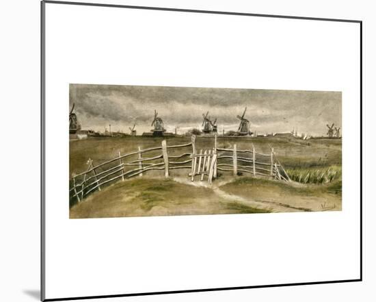 Windmills near Dordrecht-Vincent van Gogh-Mounted Giclee Print
