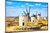 Windmills of Don Quixote in Consuegra. Castile La Mancha, Spain-stevanzz-Mounted Photographic Print