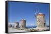 Windmills of Mandraki, Fort of St. Nicholas in the background-Richard Maschmeyer-Framed Stretched Canvas