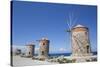 Windmills of Mandraki, Fort of St. Nicholas in the background-Richard Maschmeyer-Stretched Canvas