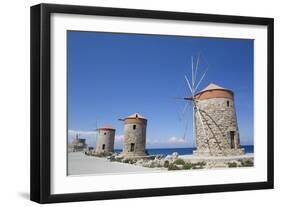 Windmills of Mandraki, Fort of St. Nicholas in the background-Richard Maschmeyer-Framed Photographic Print