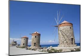 Windmills of Mandraki, Fort of St. Nicholas in the background-Richard Maschmeyer-Mounted Photographic Print