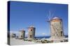 Windmills of Mandraki, Fort of St. Nicholas in the background-Richard Maschmeyer-Stretched Canvas