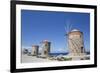 Windmills of Mandraki, Fort of St. Nicholas in the background-Richard Maschmeyer-Framed Photographic Print