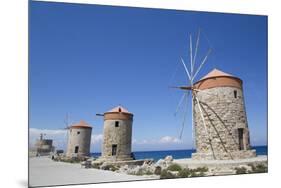 Windmills of Mandraki, Fort of St. Nicholas in the background-Richard Maschmeyer-Mounted Photographic Print