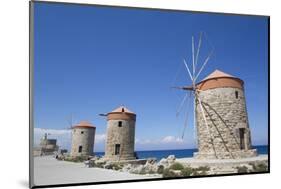 Windmills of Mandraki, Fort of St. Nicholas in the background-Richard Maschmeyer-Mounted Photographic Print