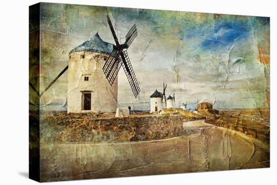 Windmills Of Spain - Picture In Painting Style-Maugli-l-Stretched Canvas