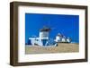 Windmills of Sunny Mykonos (Greece, Cyclades)-Maugli-l-Framed Photographic Print