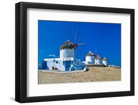 Windmills of Sunny Mykonos (Greece, Cyclades)-Maugli-l-Framed Photographic Print