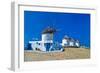 Windmills of Sunny Mykonos (Greece, Cyclades)-Maugli-l-Framed Photographic Print