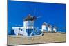 Windmills of Sunny Mykonos (Greece, Cyclades)-Maugli-l-Mounted Photographic Print