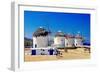 Windmills of Sunny Mykonos (Greece, Cyclades)-Maugli-l-Framed Photographic Print